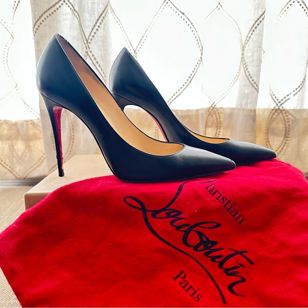 CHRISTIAN LOUBOUTIN Kate 100 Black Nappa Heels - Picture 3 of 12